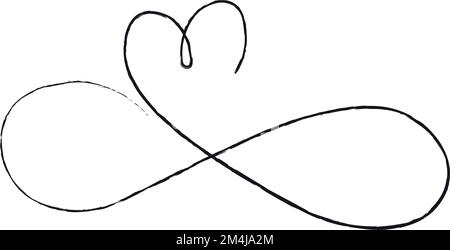 Black thin lines two hearts love infinity symbol on white background ...