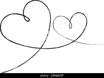 Black thin lines two hearts love infinity symbol on white background ...