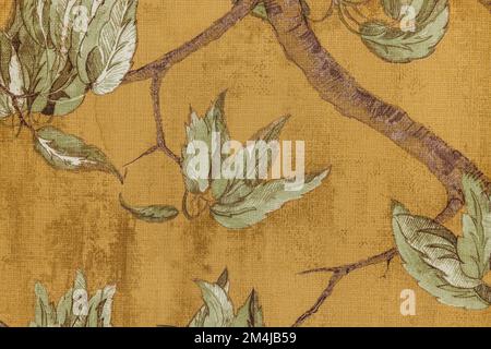 Leaves hand drawn pattern. Digital drawing and watercolor texture. Botanical wallcovering, wallpaper Stock Photo