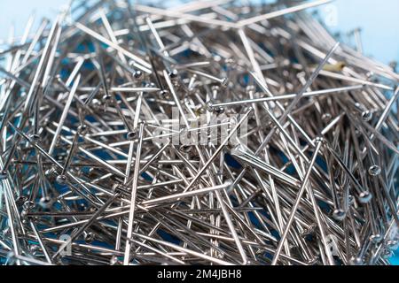 Small plastic box with pins Stock Photo