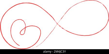 Pink thin lines two hearts love infinity symbol on white background - Vector illustration Stock Vector