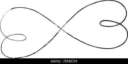 Black thin lines two hearts love infinity symbol on white background ...