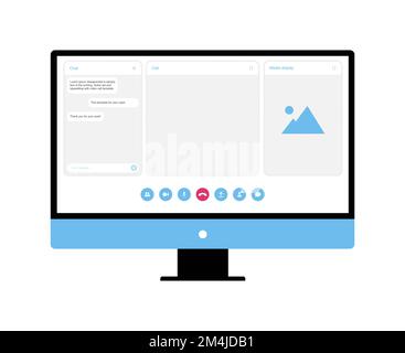UI UX template for video conferencing and meetings application on computer Stock Vector