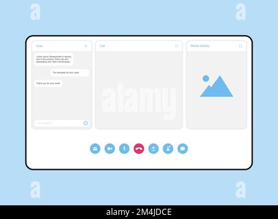 UI UX template for video conferencing and meetings application on plate Stock Vector