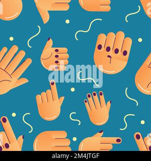 Seamless pattern background with different hand gesture icons Vector Stock Vector