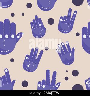 Seamless pattern background with different hand gesture icons Vector Stock Vector