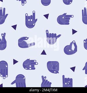 Seamless pattern background with different hand gesture icons Vector Stock Vector