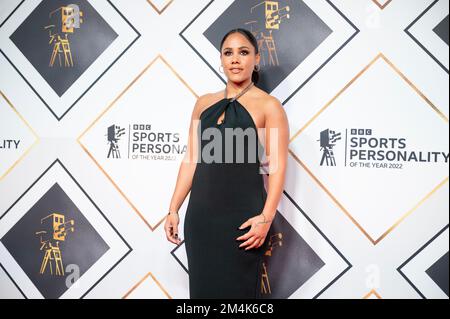 Manchester, UK. 21st December 2022. Alex Scott  arrives on the red carpet at the BBC Sports Personality of The Year awards 2022 . 2022-12-21. Credit:  Gary Mather/Alamy Live News Stock Photo