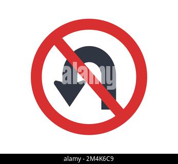 No U-turn sign. Concept of traffic regulations.  Stock Vector