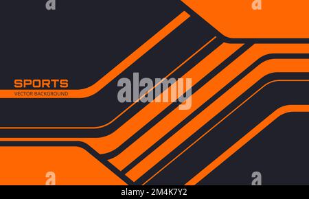 Orange and black sports background with abstract design motion elements, angles and arrows. Abstract dark gray and orange waved background. Stock Vector