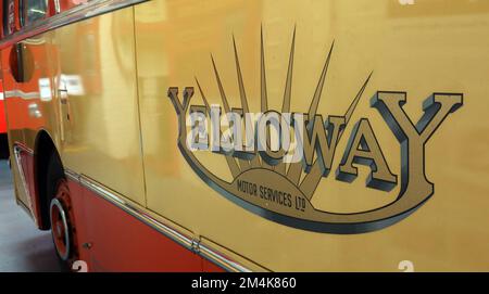Yelloway Motor Services coach , YDK590, AEC, Harrington, Cavalier - AEC Reliance 2MU3RA3566 1961, Rochdale Stock Photo