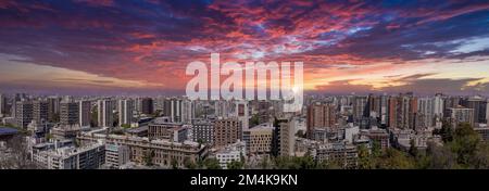 Santiago de Chile panoramic center skyline and residential city center. Stock Photo