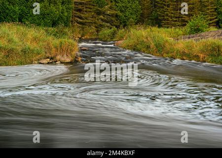 Converging channels, Junction Creek, Greater Sudbury, Ontario, Canada Stock Photo