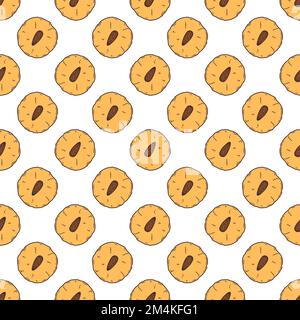 Chinese almond cookies vector illustration. Chinese New year dessert almond biscuit in doodle style. Stock Vector
