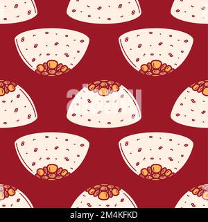 Eight Treasure Rice, Chinese Rice Pudding vector illustration. Chinese New year dessert ba bao fan in doodle style. Stock Vector
