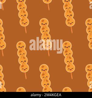 Dango seamless pattern Japanese traditional dessert isolated on white. Hanami Dango dessert vector  Stock Vector