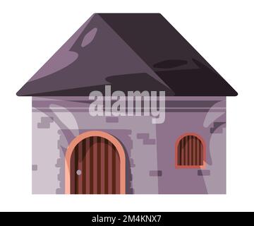 Stone wall house medieval architecture home traditional castle building illustration Stock Vector