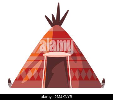 Apache tent american tribal aethnic camp in brown color vector illustration Stock Vector