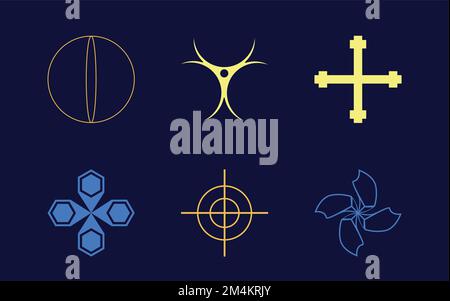 Brutalism shapes. Brutalism star and flower shapes. Flat minimalist icons. Stock Vector