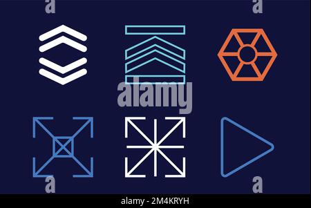 Vector set of Y2K. Retro futuristic graphic ornaments. Objects in y2k style. Stock Vector