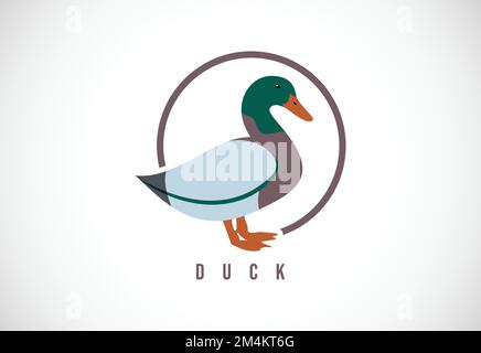 Duck in a circle. Duck logo design template vector illustration Stock Vector