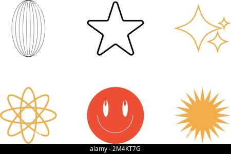 Retro futuristic elements for design. Extraordinary Graphic Assets. Cyberpunk elements. Stock Vector