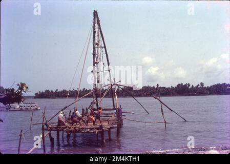 Chinese fishing nets are a type of stationary lift net in India and ...