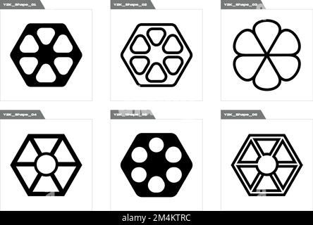 Set of Y2K style vectors of objects. Brutalism star and flower shapes. Modern abstract forms. Stock Vector