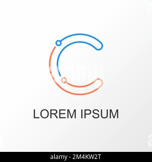 letter C font in line tech Image graphic icon logo design abstract concept vector stock. Can be used as a symbol related to initial or internet. Stock Vector