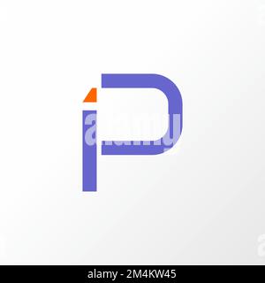 Simple letter IP or PI in connected Image graphic icon logo design abstract concept vector stock. used as a symbol related to initial or monogram Stock Vector