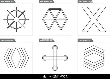 Vector set of Y2K. Trendy geometric postmodern figures. Objects in y2k style. Stock Vector