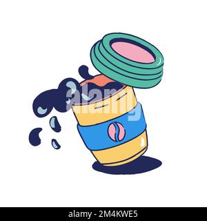 hand drawn yellow open takeaway coffee cup Stock Vector