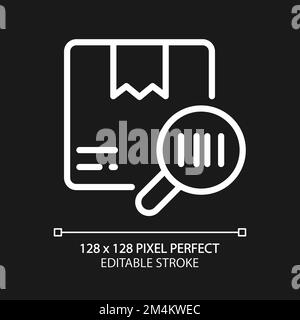Package barcode tracking pixel perfect white linear icon for dark theme Stock Vector