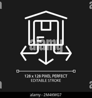 Distribution center pixel perfect white linear icon for dark theme Stock Vector