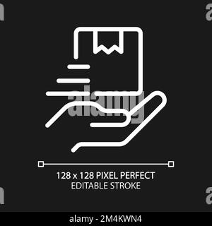 Provide delivery service pixel perfect white linear icon for dark theme Stock Vector