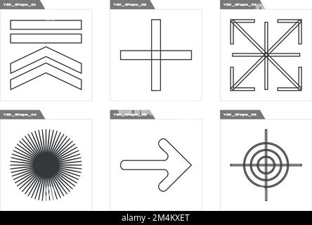 Brutalism shapes. Big collection of abstract graphic geometric symbols. Modern abstract forms. Stock Vector