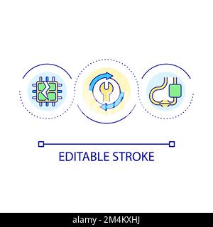Circuit board repair service loop concept icon Stock Vector