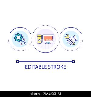 Computer maintenance loop concept icon Stock Vector