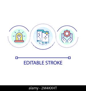 Cracked mobile phone screen repair loop concept icon Stock Vector