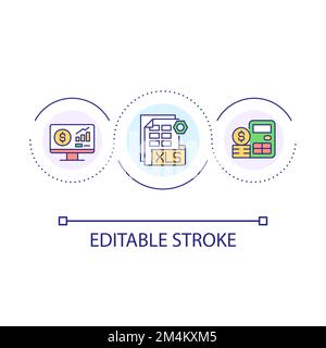 Spreadsheet program for finance, budget loop concept icon Stock Vector