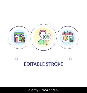 Tracking small business finances loop concept icon Stock Vector