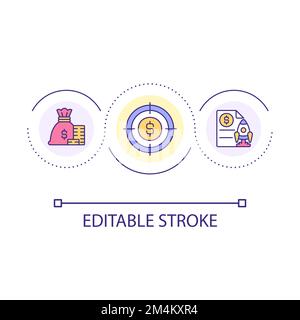 Focus on financial goal loop concept icon Stock Vector