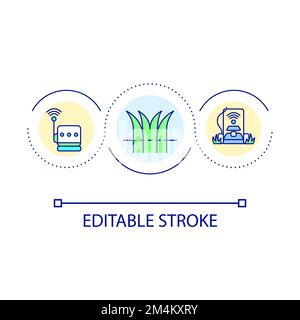 Automating lawn mowing loop concept icon Stock Vector