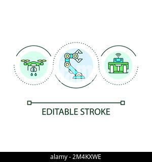 Smart farming devices in IoT loop concept icon Stock Vector