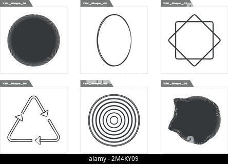 Brutalism shapes. Big collection of abstract graphic geometric symbols. Modern abstract forms. Stock Vector
