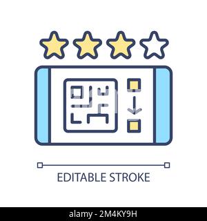 Leaving review online with QR Code RGB color icon Stock Vector