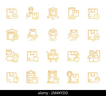 Delivery pixel perfect gradient linear vector icons set Stock Vector