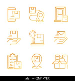 Orders management pixel perfect gradient linear vector icons set Stock Vector