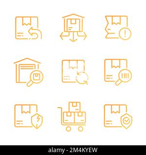 Logistics pixel perfect gradient linear vector icons set Stock Vector