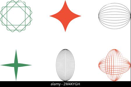 Retro futuristic elements for design. Rave psychedelic retro futuristic set. Cyberpunk elements. Stock Vector